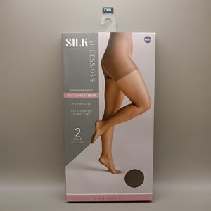 Silk Impressions Light Support Sheer 2 Pair XXXL High Waisted Pantyhose